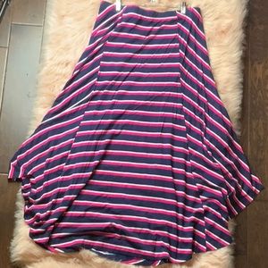 NWT Chico’s pink, blue, & white striped maxi skirt